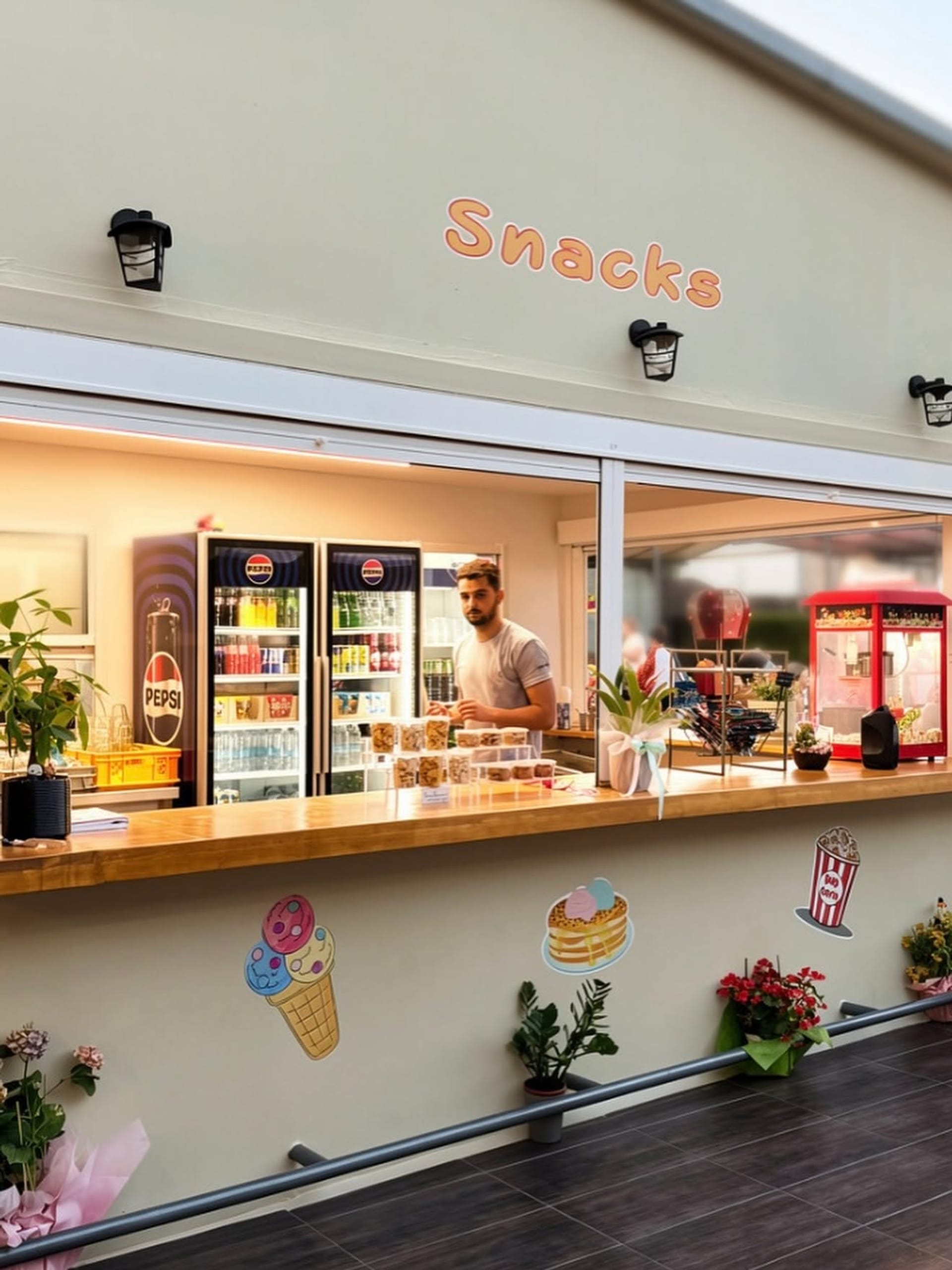 Κυλικείο με snacks, ποπ κορν και παγωτά